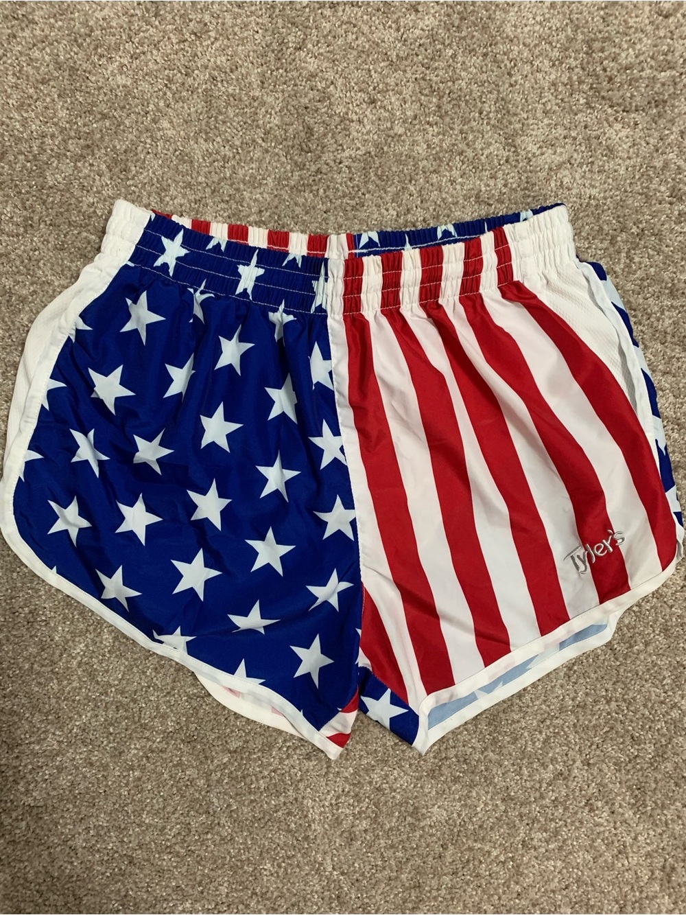 TYLERS American USA Flag Patriotic Stars Stripes Athletic Jogging Shorts Adult M